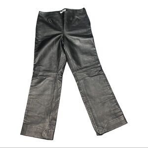 Clio Vintage Leather Pant Black Straight Wide Leg Pull-On Bikercore Western Sz 8